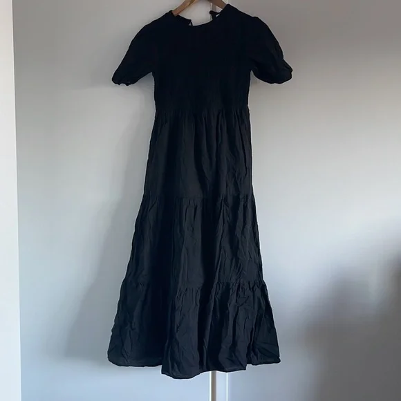 Black shirred midi dress - Picture 4 of 6